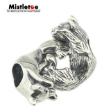 Sterling Silver Two Cats Charm Bead European Jewelry