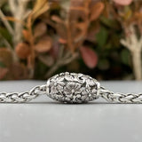 Mistletoe Silver Vintage Openwork Flowers Barrel Charm Bead