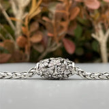 Mistletoe Silver Vintage Openwork Flowers Barrel Charm Bead