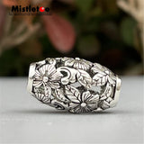 Mistletoe Silver Vintage Openwork Flowers Barrel Charm Bead