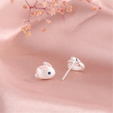 Mistletoe 925 Silver Rabbit Stud Earrings Jewelry