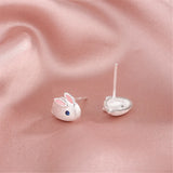 Mistletoe 925 Silver Rabbit Stud Earrings Jewelry