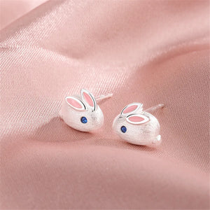 Mistletoe 925 Silver Rabbit Stud Earrings Jewelry