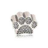 925 Silver Mistletoe Pet Paw Print Charm Bead for European Bracelet