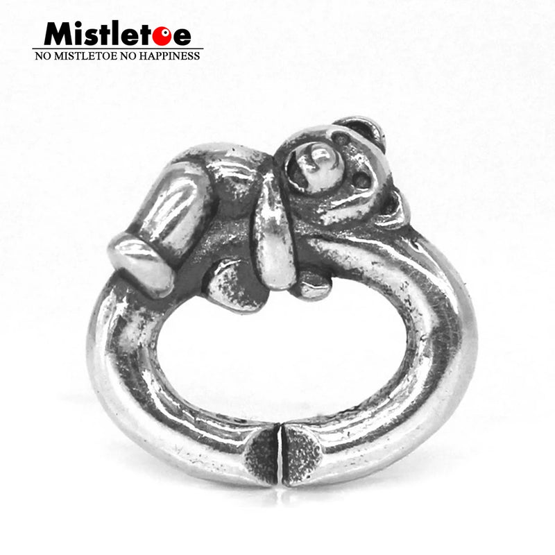925 Sterling Silver Bear Mistletoe X Locks Fit European Troll Bracelet
