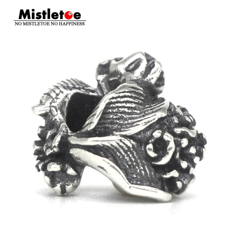 925 Silver Mistletoe Cornflower Flower Charm Bead for Bracelets