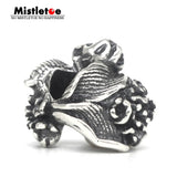 925 Silver Mistletoe Cornflower Flower Charm Bead for Bracelets