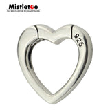Mistletoe 925 Silver Heart Lock Lobster Clasp for European Troll Bracelets