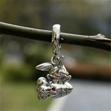 925 Sterling Silver Rabbit and Carrot Dangle Charm Pendant