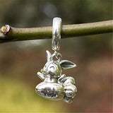 925 Sterling Silver Rabbit and Carrot Dangle Charm Pendant