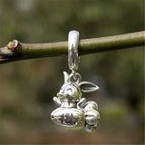 925 Sterling Silver Rabbit and Carrot Dangle Charm Pendant