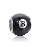 925 Sterling Silver Enamel Number 8 Charm Bead for Jewelry Making