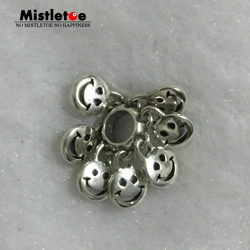 Sterling Silver Smiley Face Spacer Charm Bead for Bracelet