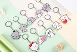 Mitao Cat Acrylic Keychain Peach Cat Schoolbag Ornaments Charm Keyring