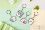 Mitao Cat Acrylic Keychain Peach Cat Schoolbag Ornaments Charm Keyring