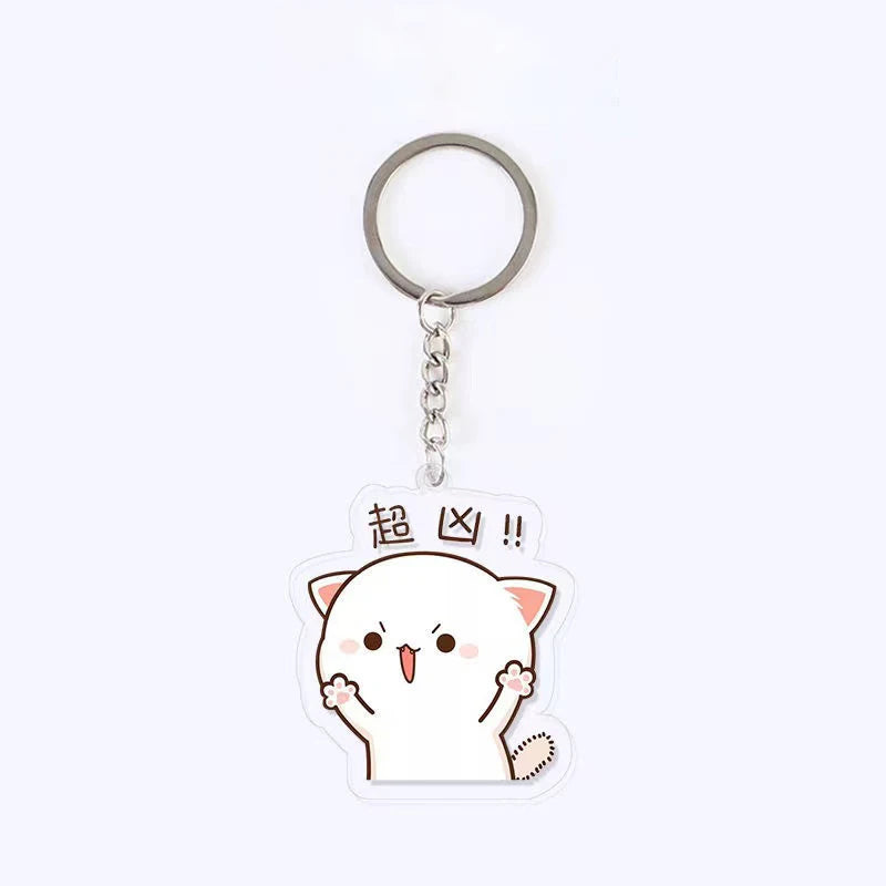 Mitao Cat Acrylic Keychain Peach Cat Schoolbag Ornaments Charm Keyring