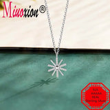 925 Sterling Silver Sunflower Necklace Retro Zircon Charm Girl Party Gift