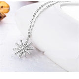 925 Sterling Silver Sunflower Necklace Retro Zircon Charm Girl Party Gift