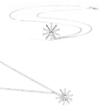 925 Sterling Silver Sunflower Necklace Retro Zircon Charm Girl Party Gift