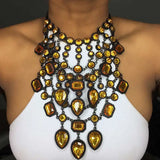 Adjustable Punk Metal Crystal Choker Necklace Women