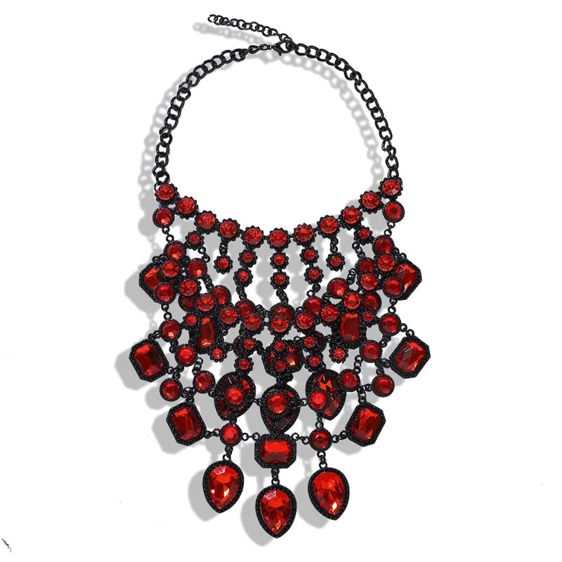 Adjustable Punk Metal Crystal Choker Necklace Women