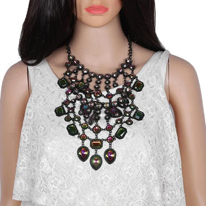 Adjustable Punk Metal Crystal Choker Necklace Women