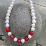 Miwens Pearl & Strawberry Statement Clavicle Necklace Vintage Chunky Choker