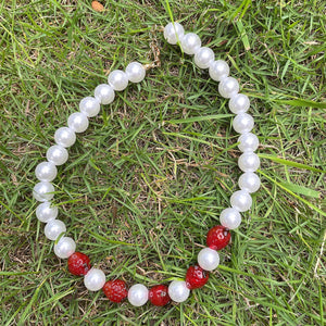 Miwens Pearl & Strawberry Statement Clavicle Necklace Vintage Chunky Choker