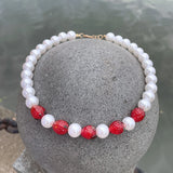 Miwens Pearl & Strawberry Statement Clavicle Necklace Vintage Chunky Choker