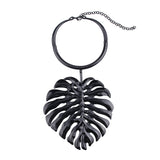 Vintage Punk Metal Leaf Silver Torques Necklace Choker