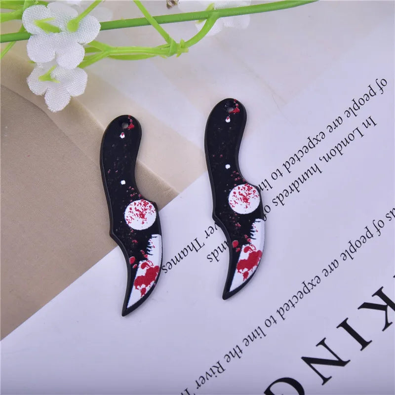 10/12pcs Bloody Scissors Dagger Resin Charms for DIY Jewelry Making