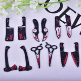 10/12pcs Bloody Scissors Dagger Resin Charms for DIY Jewelry Making