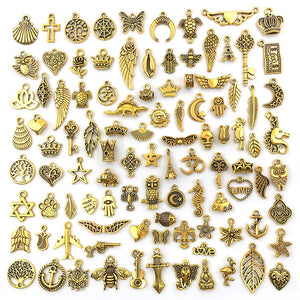 100Pcs Vintage Zinc Alloy Charms for DIY Jewelry Making