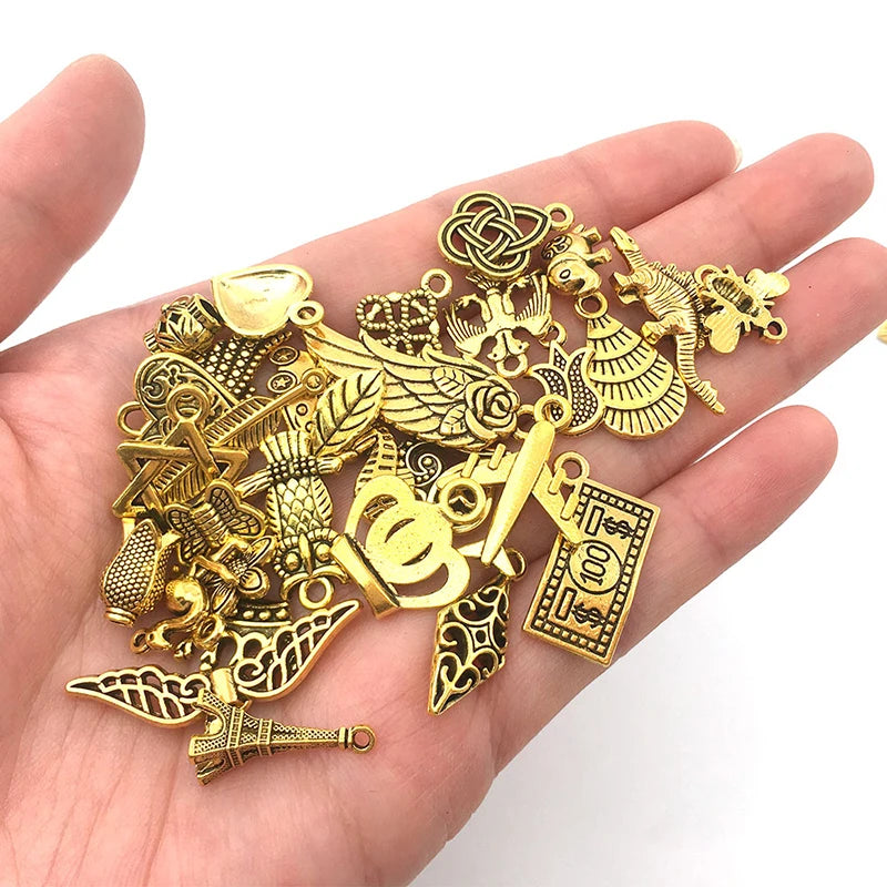 100Pcs Vintage Zinc Alloy Charms for DIY Jewelry Making