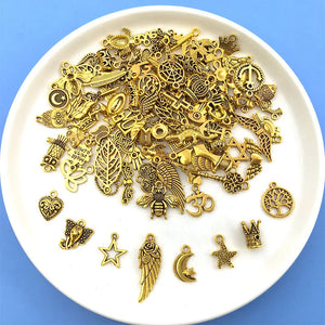100Pcs Vintage Zinc Alloy Charms for DIY Jewelry Making