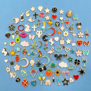100pcs Enamel Plated Dangle Charms for Jewelry Making
