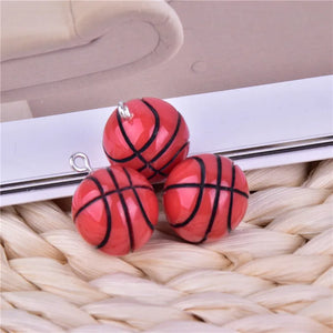 10pcs 3D Basketball Football Sport Resin Charms for DIY Jewelry Making