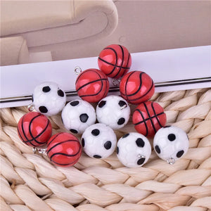 10pcs 3D Basketball Football Sport Resin Charms for DIY Jewelry Making