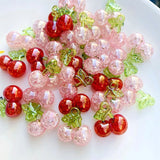 10pcs Acrylic Cherry Fruit Earring Charms Red Pink Cherries Pendant