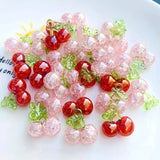 10pcs Acrylic Cherry Fruit Earring Charms Red Pink Cherries Pendant