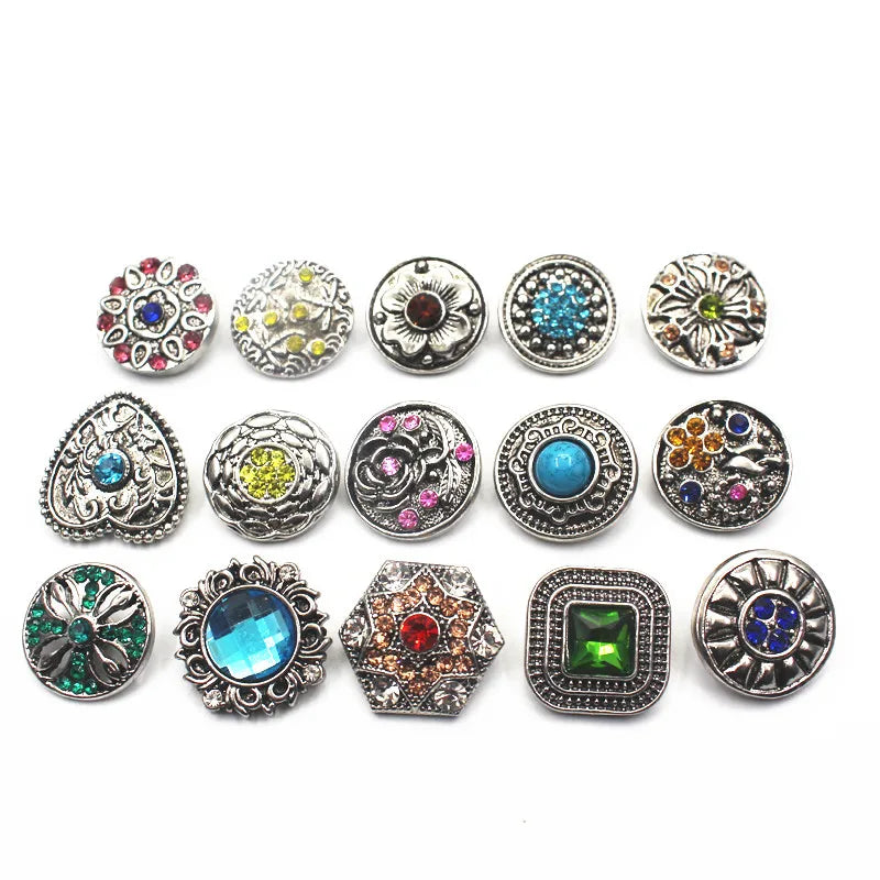 10pcs Mix Alloy Snap Buttons Elephant for Snap Bracelets Watches DIY Jewelry