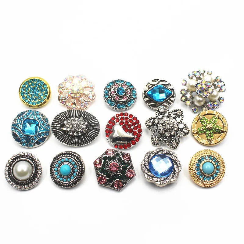 10pcs/lot Rhinestone Elephant Alloy Snap Buttons Fit Snap Bracelets For Women