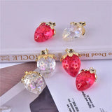 10pcs 3D Strawberry & Red Fruit Resin Charms Earring DIY Jewelry Accessories