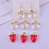 10pcs 3D Strawberry & Red Fruit Resin Charms Earring DIY Jewelry Accessories