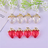 10pcs 3D Strawberry Bling Red Fruit Resin Charms Earring DIY Jewelry