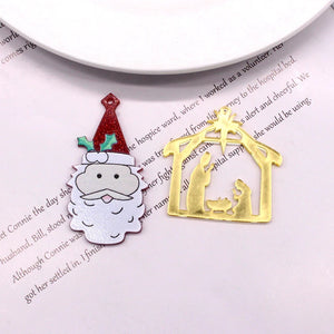 10pcs Big Acrylic Santa Claus Keychain Charms Christmas Pendant DIY Jewelry