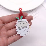 10pcs Big Acrylic Santa Claus Keychain Charms Christmas Pendant DIY Jewelry