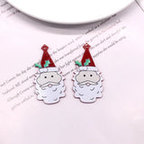 10pcs Big Acrylic Santa Claus Keychain Charms Christmas Pendant DIY Jewelry