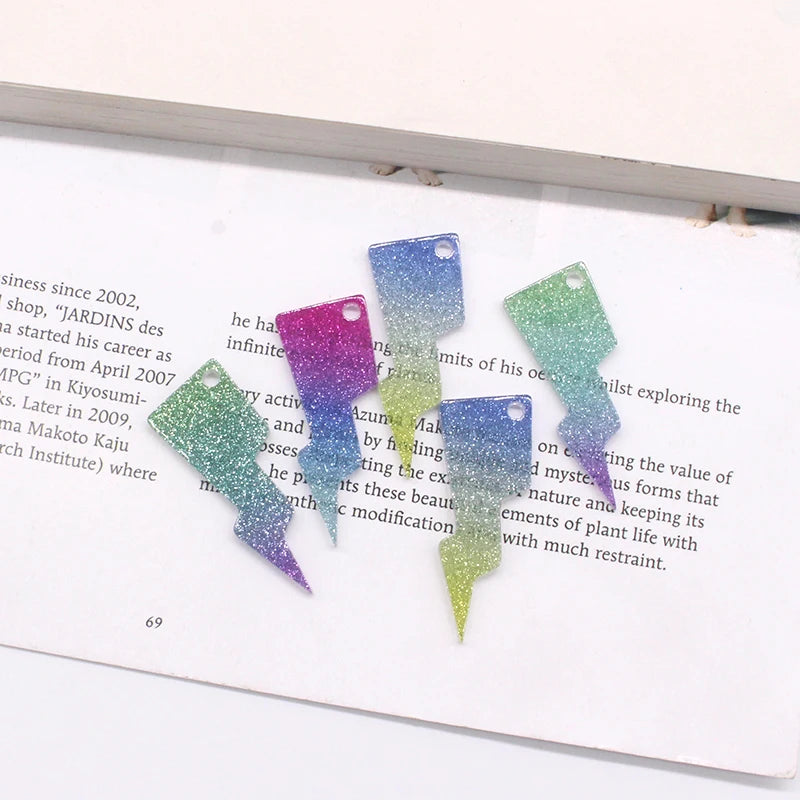 10pcs Gradient Lightning Earring Charms Acrylic Pendant DIY Jewelry Making