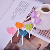 10pcs Bling Glitter Heart Lollipop Resin Charms for Jewelry Making